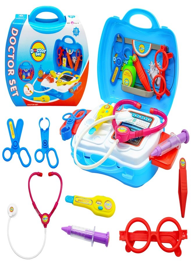 VGRASSP 18 Pcs Doctor Suitcase Set Toy for Kids - Pretend Playset with Doctor Instruments for Boys and Girls - Birthday Gift - Color As Per Stock - Image 1